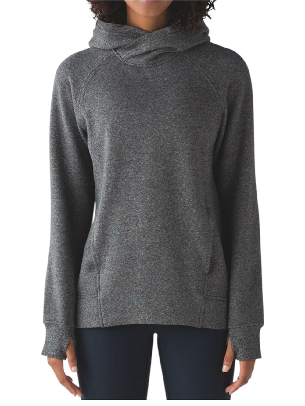 Lululemon Fleece Please Pullover Hoodie Gray Size 6 Thumbholes Cotton Cozy